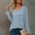 thumbnail image 2 of FAIWAD Women's Long Sleeve Tunic Tops Square Neck Loose Basic Tops Solid Color Comfy Pullover Tops, 2 of 5