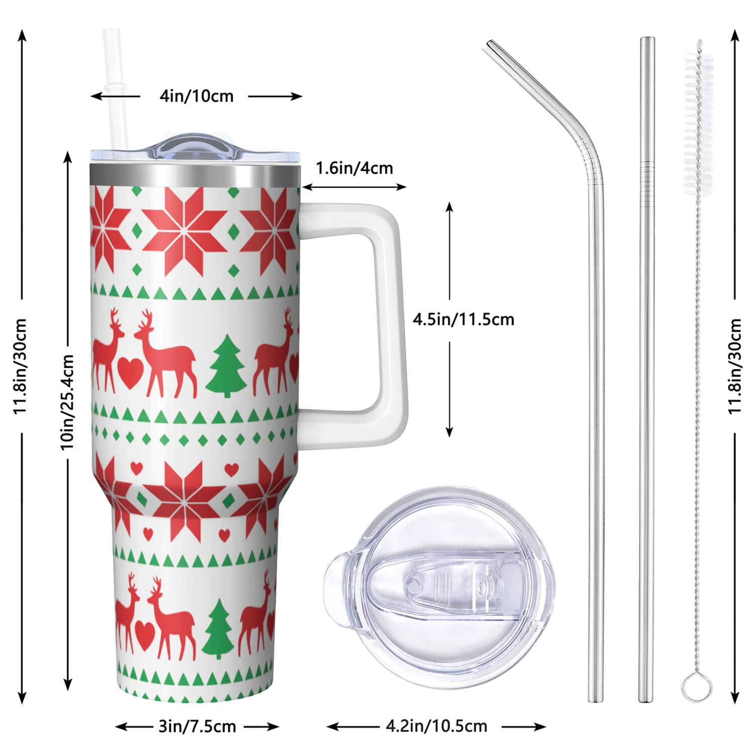 1pc 40 oz Christmas Tumbler with Lid and Straw Stainless steel Insulated tumblers Cute water bottle Travel/Gym coffee tumbler Gifts for Women/men