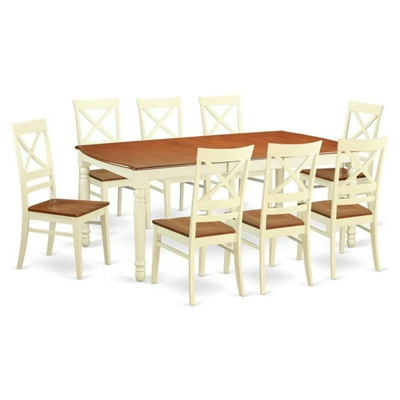 East West Furniture 9  Pc  Dining  room  set  -Table  and  8  Dining  Chairs
