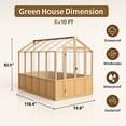 thumbnail image 2 of EASYHAWK 6 ft. x 10 ft. Wood Greenhouse for Outdoors, Polycarbonate Panel Wooden Walk-in Greenhouse Kit and Adjustable Roof Vent Backyard Garden,Patio, 2 of 7