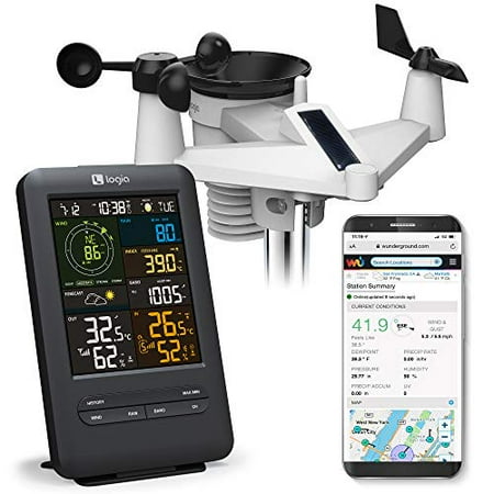 Logia 5-in-1 Wi-Fi Weather Station with Solar | Indoor/Outdoor Remote Monitoring System, Temperature Humidity Wind Speed/Direction Rain & More, Wireless Color Console w/Forecast Data, Alarm, Alerts