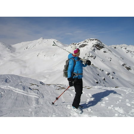 Canvas Print Skiers Backcountry Skiiing Ski Touring Woman Skiing Stretched Canvas 10 x