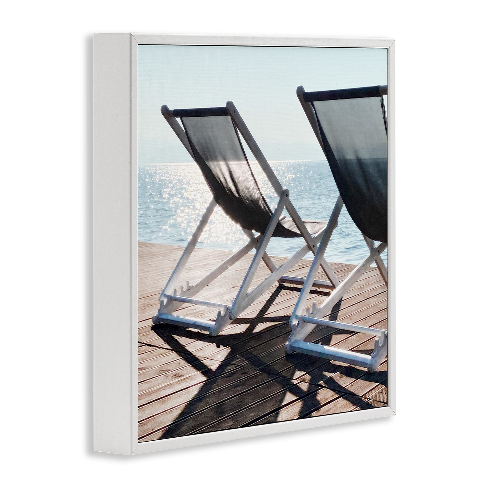 Stupell Industries Beach Shadow Reach Landscape Painting White Framed Art Print Wall Art, 12 x 12