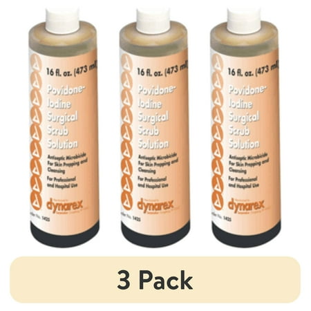 (3 pack) Dynarex Povidone-Iodine Surgical Scrub Solution 16 oz