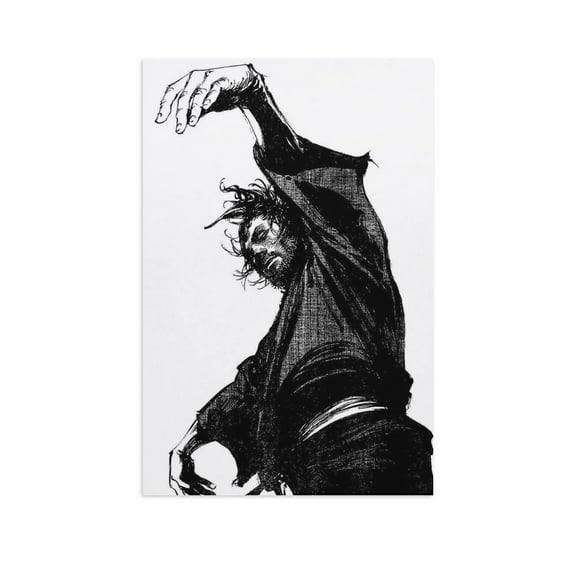 Vagabond Miyamoto Musashi Canvas Art Posters for Bedroom Living Room Bathroom Wall Decor Poster Unframe 12x18inch