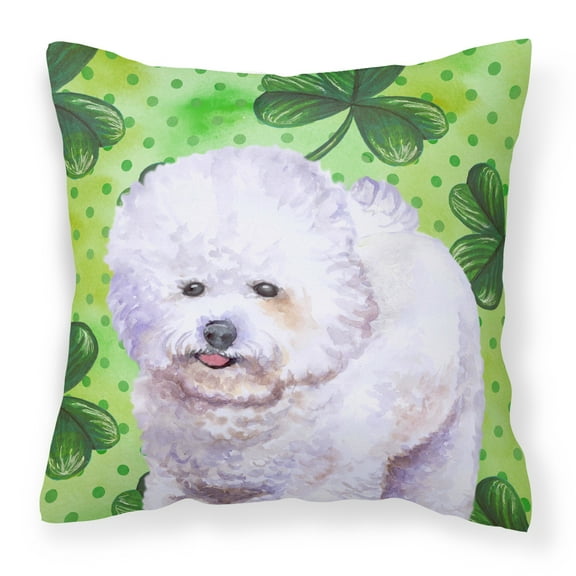 Carolines Treasures BB9822PW1818 Bichon Frise St Patricks Fabric Decorative Pillow  18H x18W multicolor