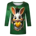 thumbnail image 4 of VKOYWKM Easter Tshirts for Women Easter Eggs Bunny Graphic T Shirts 3/4 Sleeve Casual Crew Neck T-Shirts Cute Easter Outfit Three Quarter Length Tunic Tops, 4 of 5