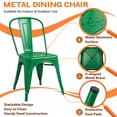 thumbnail image 6 of Lacoo Metal Dining Chair Indoor-Outdoor Use Stackable Classic Trattoria Chair Chic Dining Bistro Cafe Side Metal Chairs Set of 4 (Green), 6 of 7