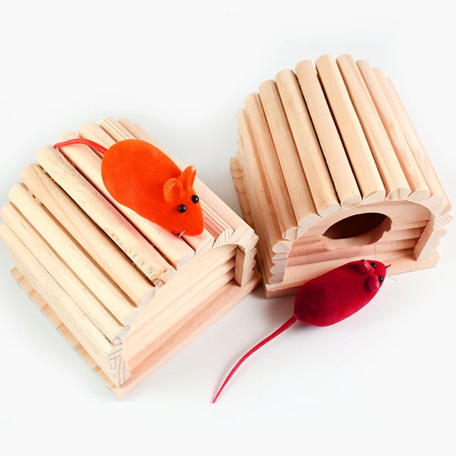 unbranded Refugio De Madera Natural Beige Para Pequeñas Mascotas Como Hamster Y Ratón