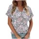 thumbnail image 2 of Fiudx Camisetas para Mujer Camiseta Holgada Informal de Manga Corta con Cuello En V a Cuadros para Mujer, 2 of 5