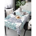 thumbnail image 6 of Teal Blue Grey Coral Coastal Table Cloth, Summer Beach Seaside Nautical Waterproof Tablecloth for Rectangle Tables, Reusable Washable Fabric Table Cover for Restaurant Kitchen Dining Tables 54"x108", 6 of 6