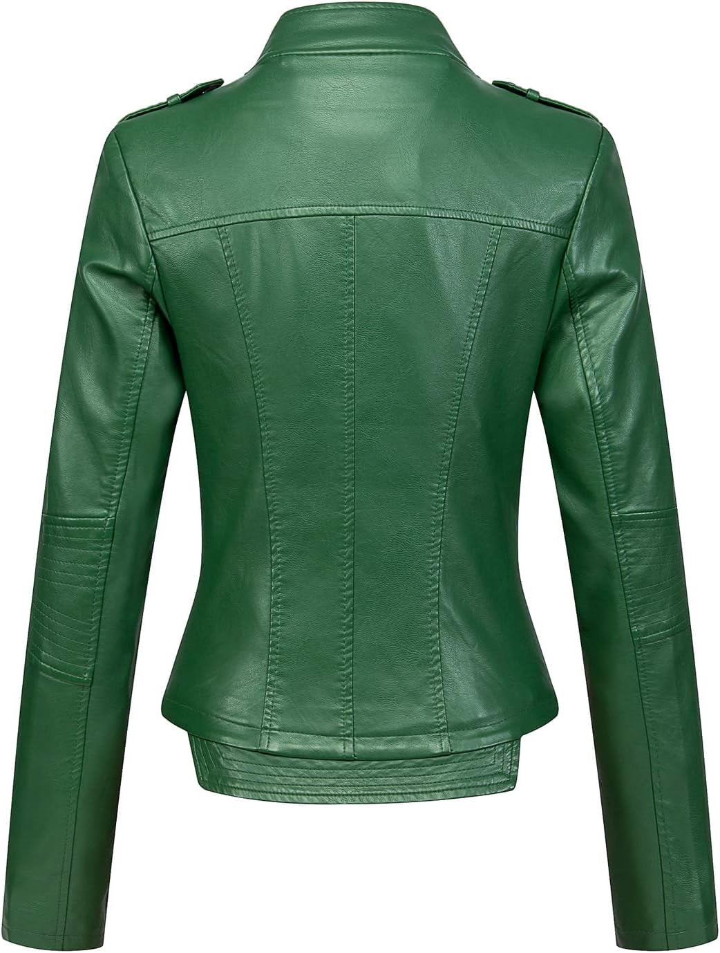 NANAHuang Women's Candy Color Asymmetric Zip Slim Faux Leather Cropped Moto Jacket