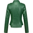 thumbnail image 2 of NANAHuang Women's Candy Color Asymmetric Zip Slim Faux Leather Cropped Moto Jacket, 2 of 3