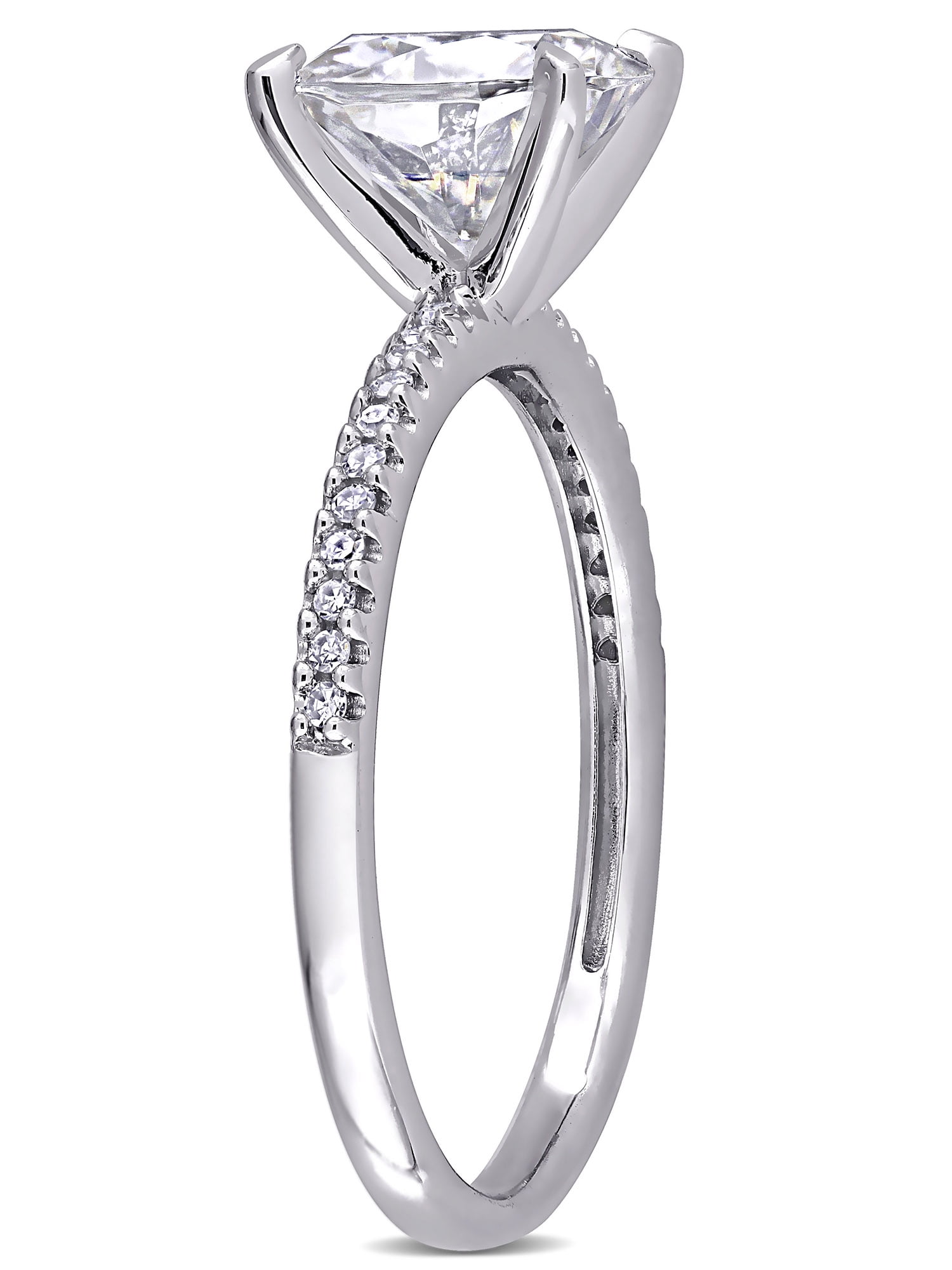 Everly Women's Created Moissanite and Diamond 14K White Gold Engagement Ring