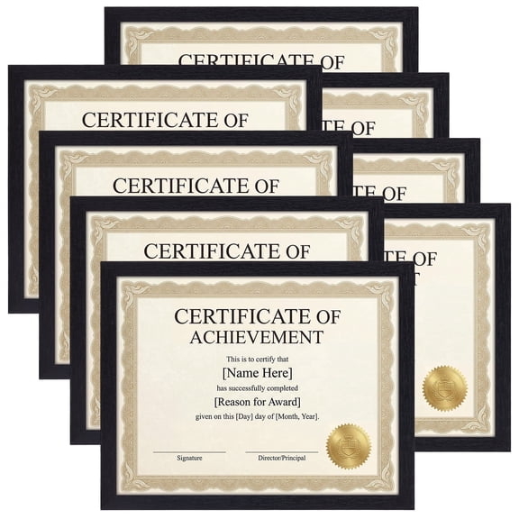 8.5x11 Picture Frames – Black Document Frame Set of 8, Certificate Frames for Wall and Tabletop Display