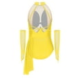 thumbnail image 2 of TTAO Kids Girls Asymmetrical Skirted Leotard Modern Ballet Dance Dress Skating Competition Shiny Camisole Yellow 16, 2 of 3