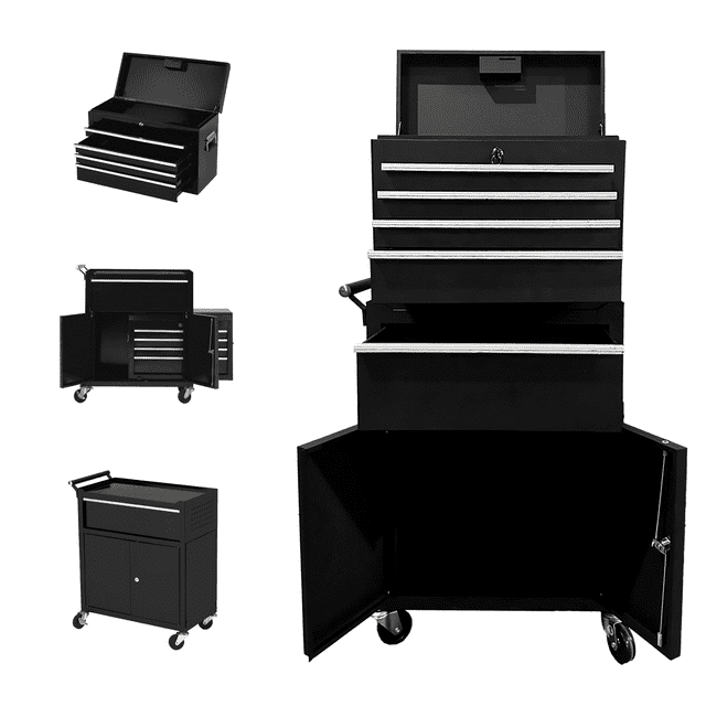 Rolling Tool Chest with Detachable Top Toolbox, 5-Drawer Tool Storage Cabinet Cart with 4 Wheels, Rust Resistant & Heavy Duty for Garage Workshop