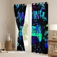 thumbnail image 3 of Gaming Curtains & Drapes Gamer 30%-50% Blackout Curtains ,Video Game Console Gaming Window Curtains Bedroom Decor,Gamepad Black Teal Blue Tie Dye Window Treatments, 3 of 6