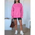 thumbnail image 3 of Womens Oversized Sweatshirts Crew Neck Long Sleeve Shirts Casual Loose Slit Fall Outfits Pink M, 3 of 7