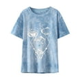 thumbnail image 1 of Blusa de manga corta con cuello redondo y estampado de lazo suelto para mujer Pompotops  hfajkhk140535, 1 of 6