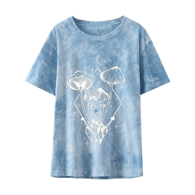 Blusa de manga corta con cuello redondo y estampado de lazo suelto para mujer Pompotops hfajkhk140535