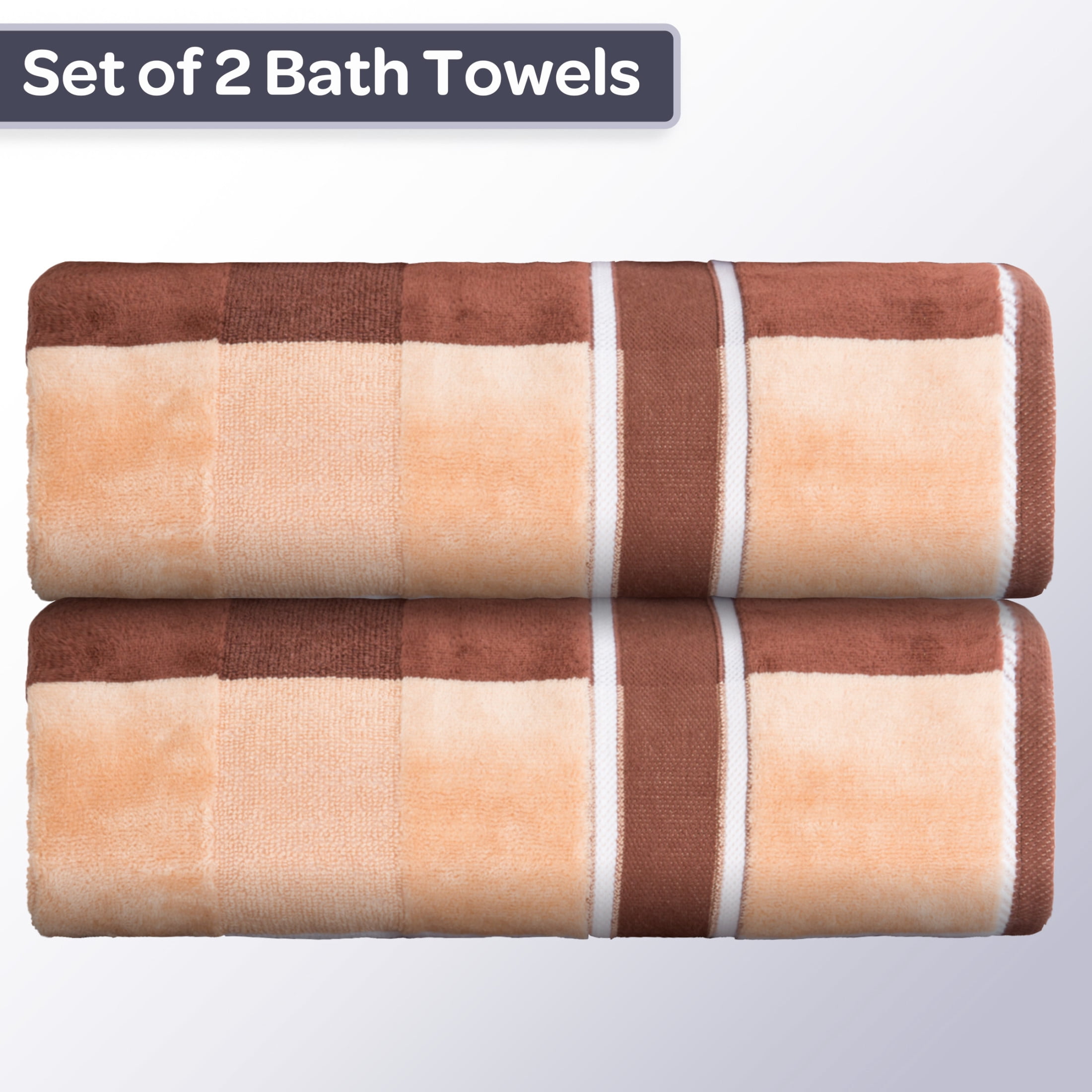 Lavish Home 2PC Cotton Towel Set - 35x70in Extra Large Bath Towels (Taupe)