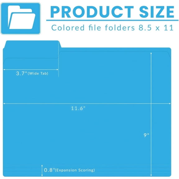 120 Pack Colored File Folders, 1/3 Cut Tab Letter Size 8.5" x 11" Manila Folders, Assorted 6 Colors for School, Office Supplies, Filing Folders & Document Organization