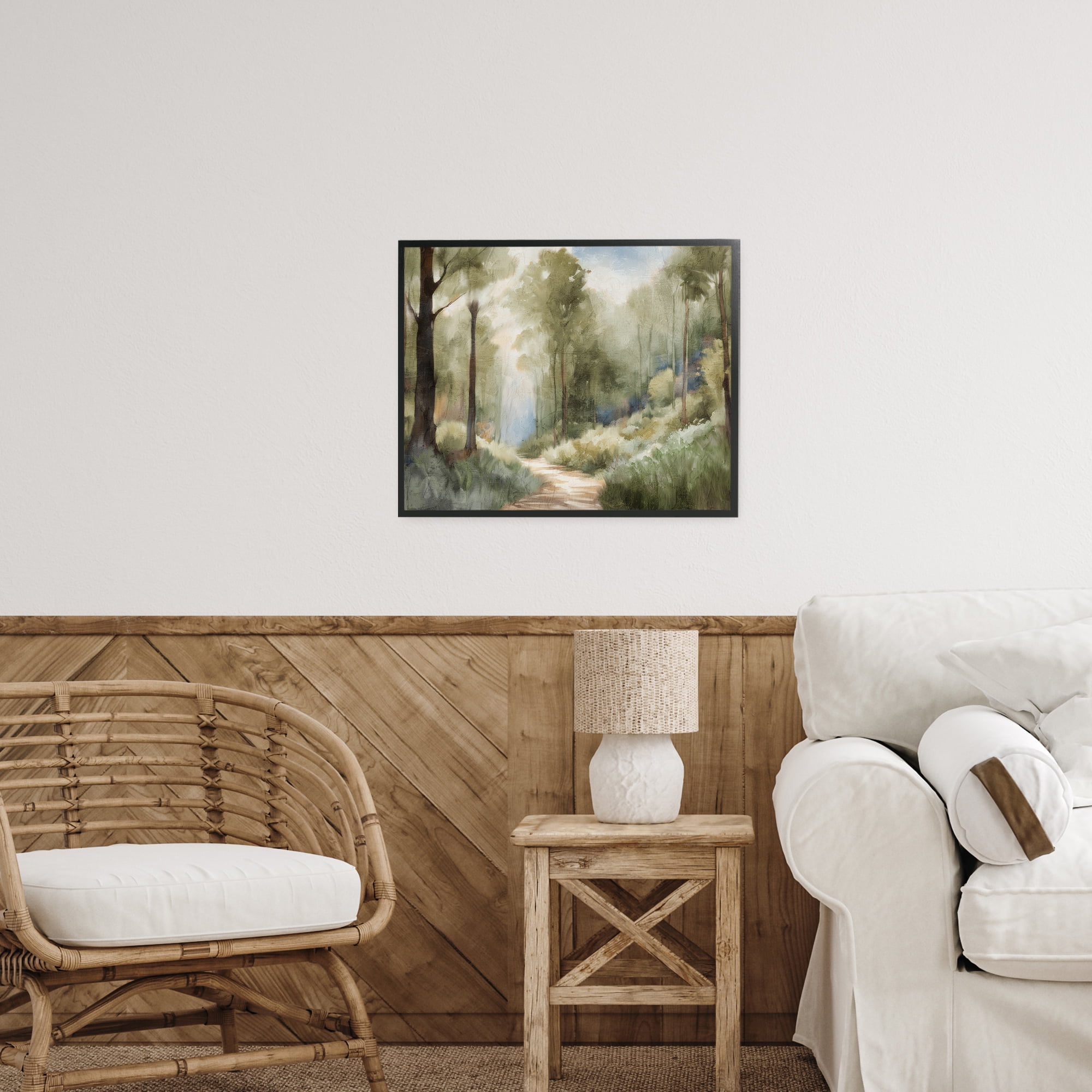 Hazy Atmospheric Walk Black Framed Giclee Art, design by Kim Allen