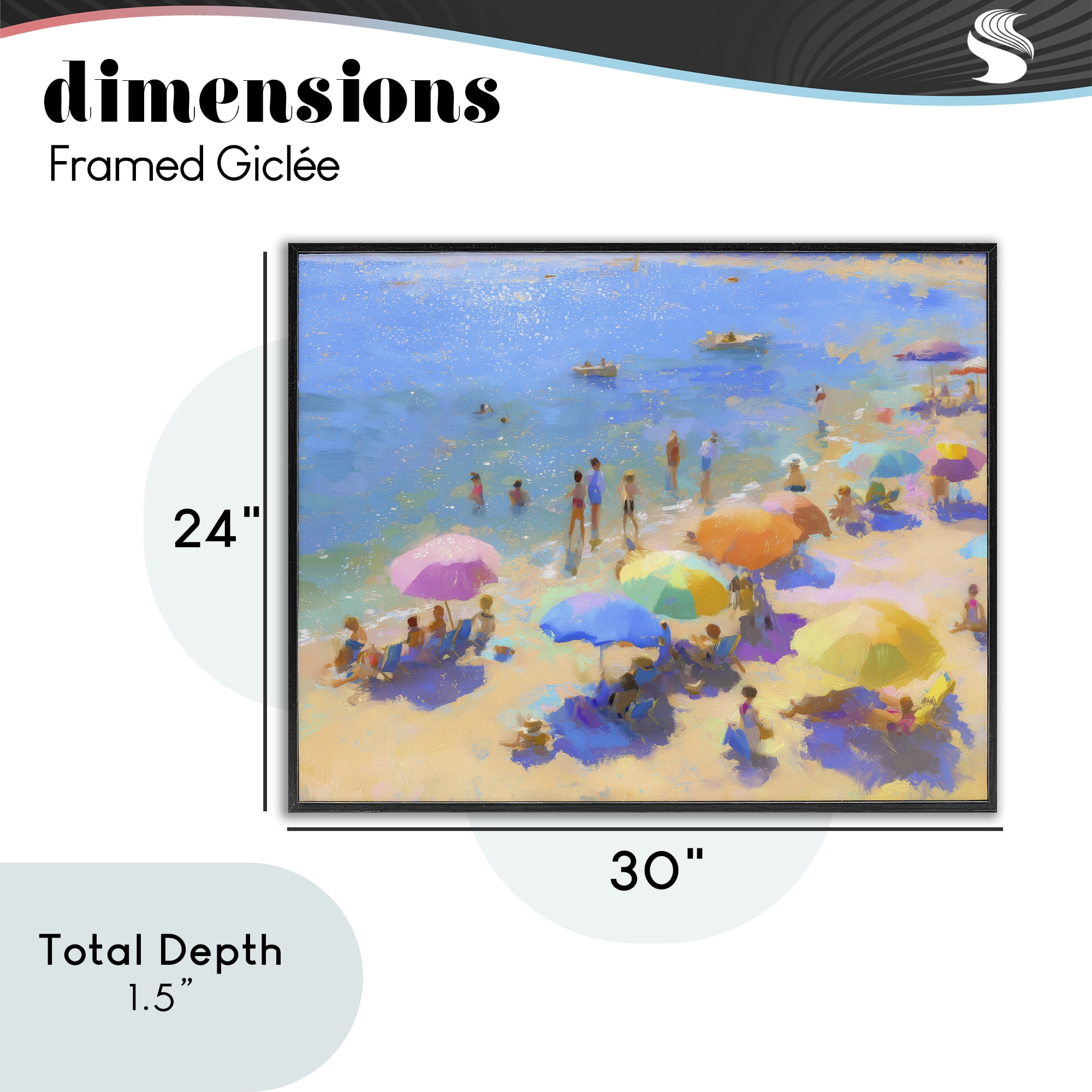 Stupell Industries Colorful Day at Beach Black Framed Giclee Art, design by LSR Design Studio