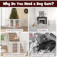 thumbnail image 4 of CHTER Dog Gate with Door - 30''H × 80''W Wooden Pet Gate with Walk Through Door, Foldable Freestanding 4 Panels Pet Safety Fence Extra Wide for Doorway Stairs House Deck Yard, White, 4 of 8