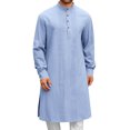 thumbnail image 1 of Men's Cotton Muslim Robe Long Sleeve Button Front Casual Arabic Style Robe for Daily Wear, 1 of 8