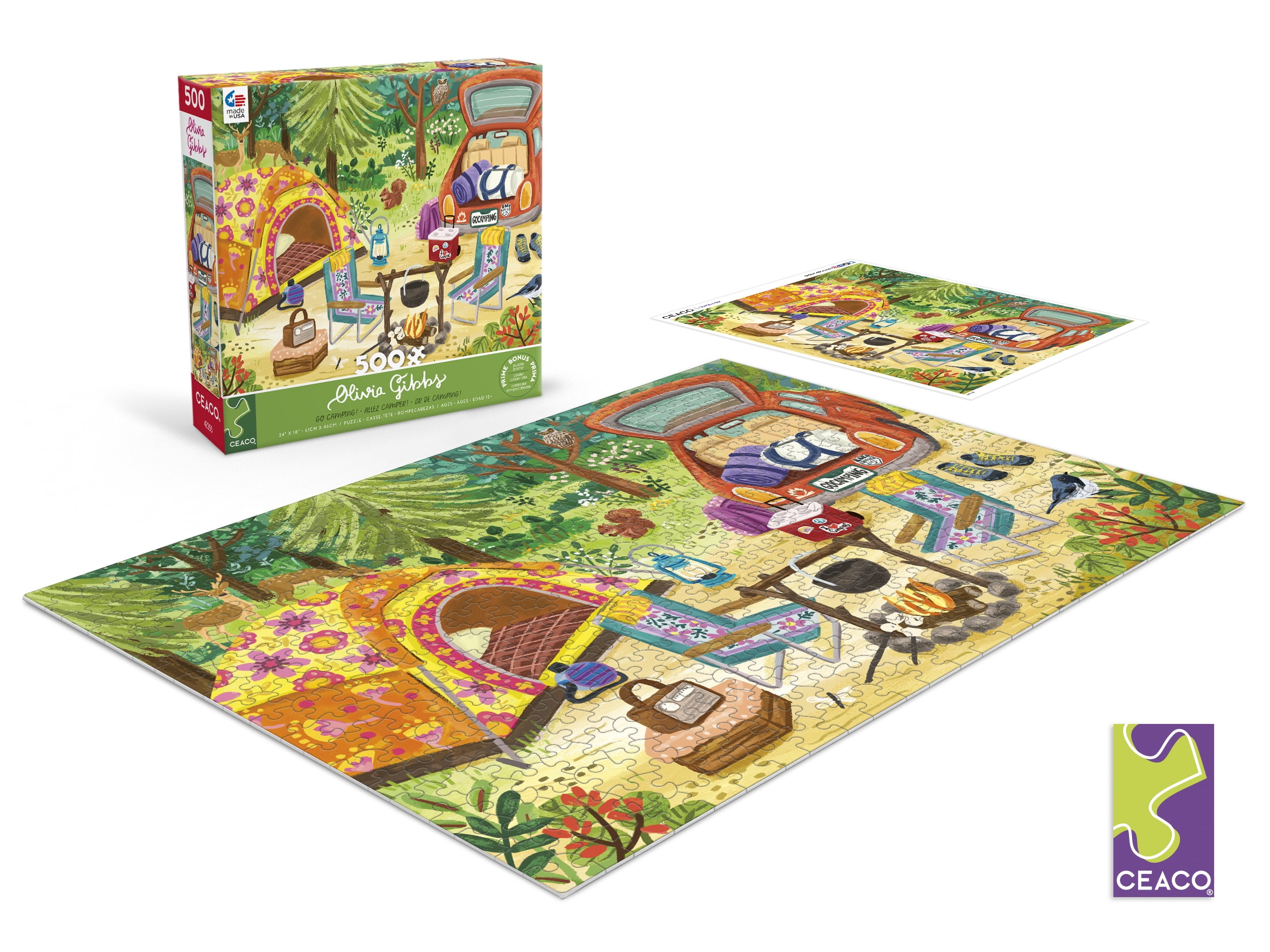Ceaco 500 Piece Go Camping! (Olivia Gibbs) Interlocking Jigsaw Puzzle