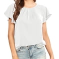 thumbnail image 2 of EQWLJWE Hauts d'Été pour Femmes Hauts pour Femmes Liquidation T-shirt Décontracté pour Femmes Col Rond Uni Manches Courtes Pull Blouse Hauts, 2 of 9