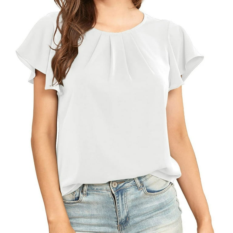 Round Collar Pure Color Ruffles Sweater Round Collar Pure Color Ruffles Sweater