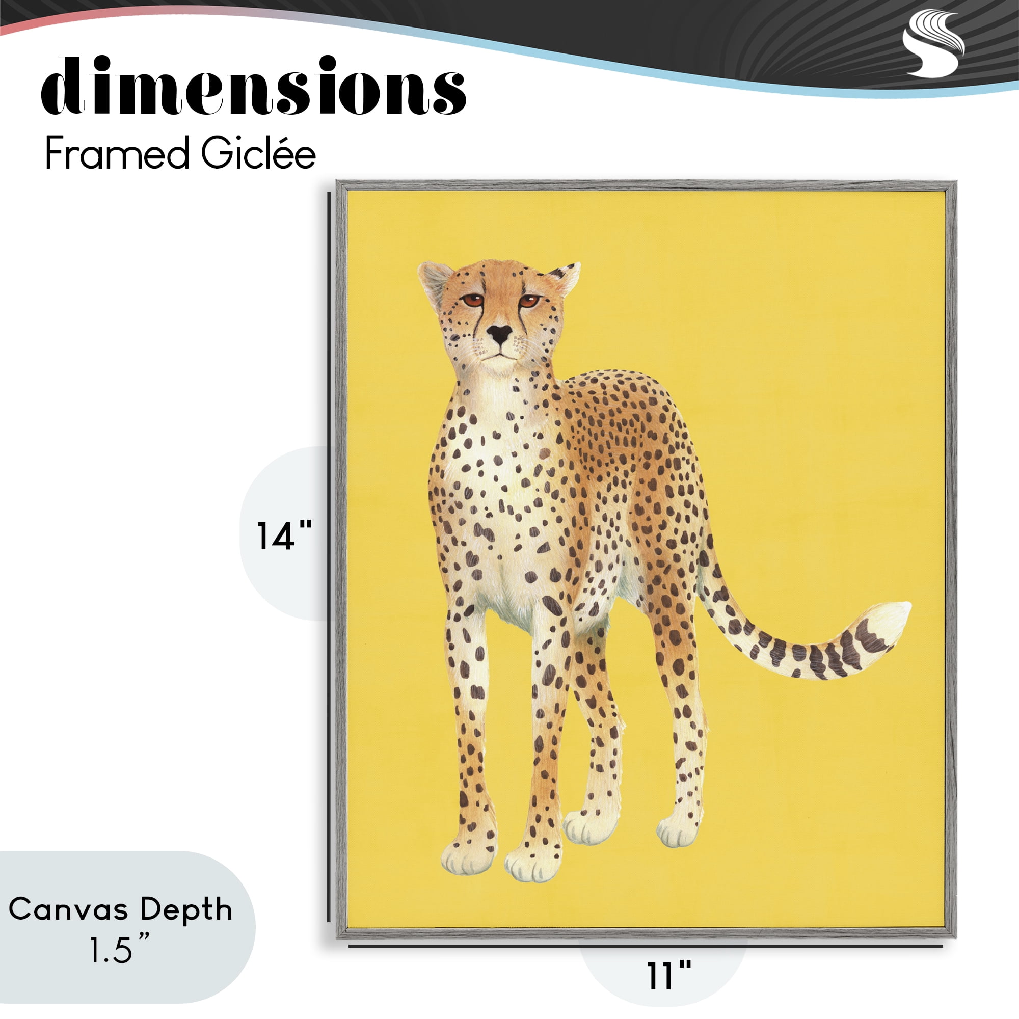 Stupell Industries Exotic Cheetah over Yellow Gray Framed Giclee Art, design by Karolina Sato