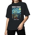 thumbnail image 2 of Starry Night NYC Skyline Graphic Women's Black T-Shirt, 2 of 3