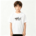 thumbnail image 2 of Cool Shark Wearing Sunglasses Ocean Boys Graphic Tee, Summer 100% Cotton Kids Short Sleeve T-Shirt 4-13Y, 2 of 5