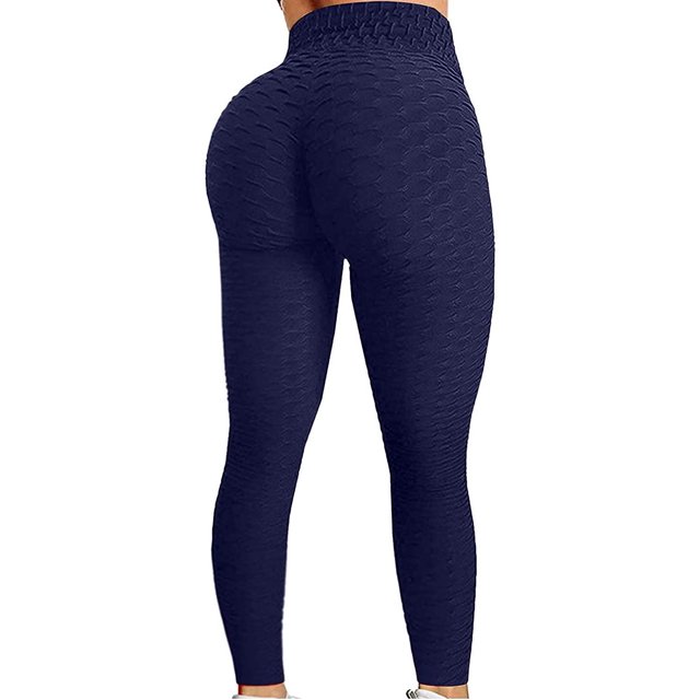 Leggings, Mujer Levantamiento de glúteos Pantalones de yoga Cintura alta Control de barriga Burbuja Levantamiento de cadera Entrenamiento Mallas para correr Ofspeizc