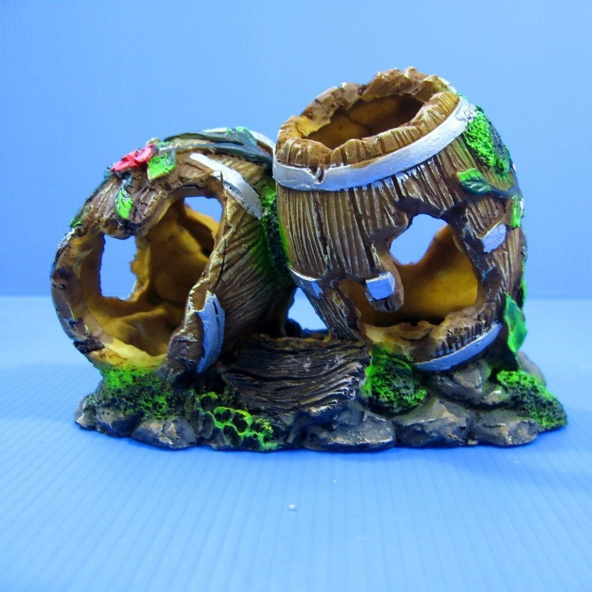 Double Barrel Aquarium Ornament 5.9" Decoration Cave By Aquarium