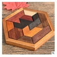 thumbnail image 1 of JFBUJC Wooden Hexagon Puzzle Shape Block Tangram Brain Teaser Toy Geometry Logic Iq Game, 1 of 4
