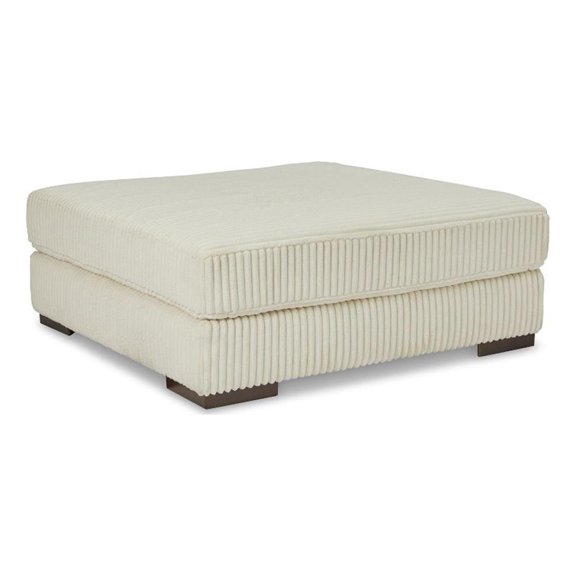 Bowery Hill Contemporary Oversized Fabric Accent Ottoman in Ivory