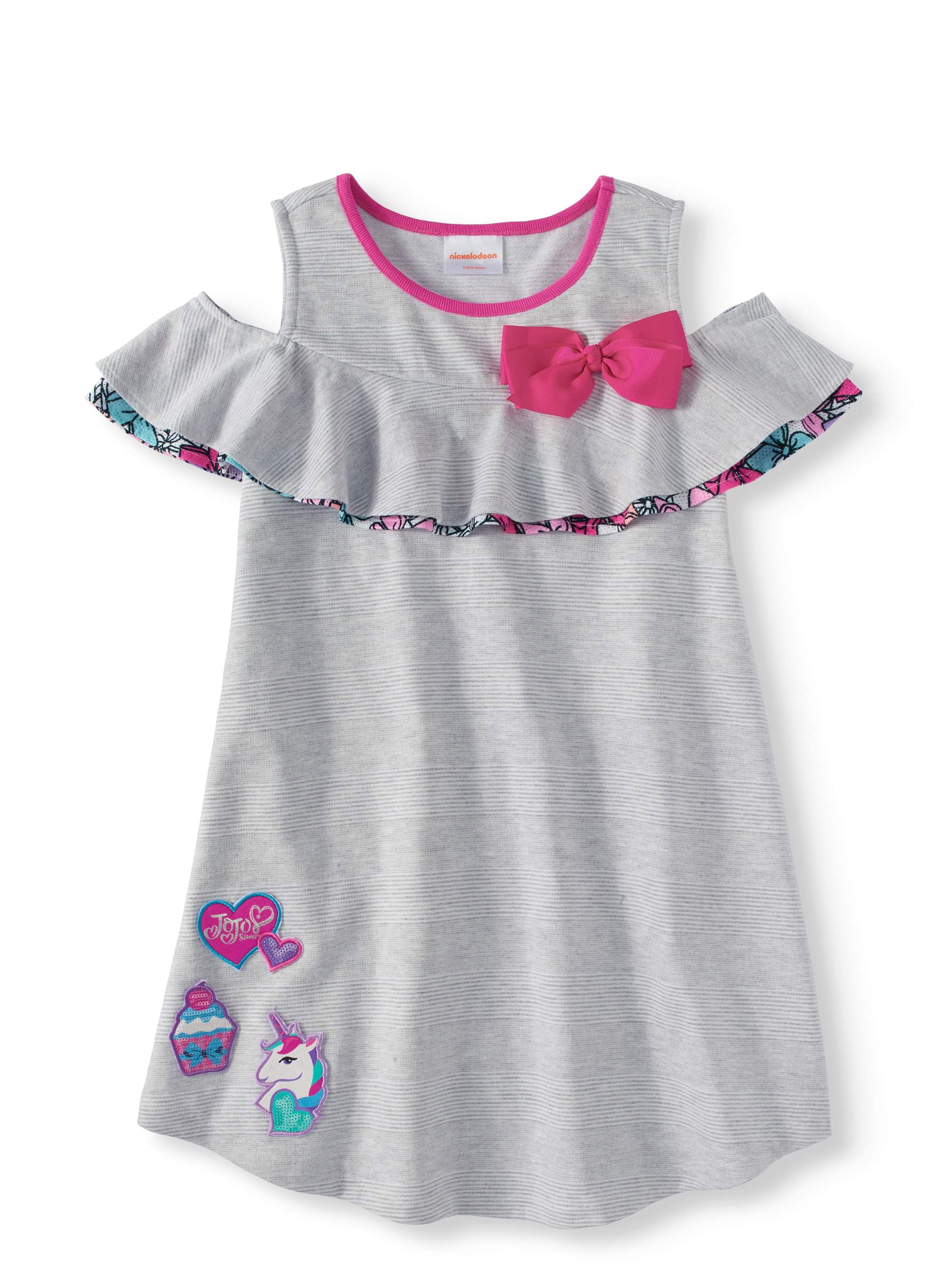 JoJo Siwa - Girls' 7-16 Bow Cold Shoulder French Terry Dress - Walmart
