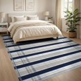 thumbnail image 3 of ODIKA 8'x10' Washable Area Rug Striped Nautical Banded Vintage Awning Stripes Plaid Gingham Flowing Dynamic for King Size Bedroom Under Bed, Master Suite, Non-Shedding, Easy Care, 3 of 7