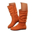 thumbnail image 3 of Women's Mid-Calf Boots Long Color Toe Warm Pure Autumn Round Thick Straight Sole Women's Boots, 3 of 9