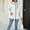 thumbnail image 3 of EchfiProm Women Windbreaker Jacket Packable White Lightweight Streetwear Hooded Waterproof Zip-up Coat, 3 of 8