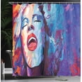 thumbnail image 4 of Ambesonne Jazz Shower Curtain, Singer Woman Performance, 69"Wx70"L, Blue Purple Red, 4 of 5