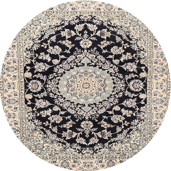 Ahgly Company Machine Washable Indoor Round Traditional Gray Area Rugs, 3' Round