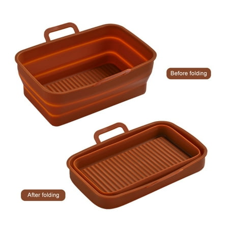 

Collapsible Silicone Air Fryer Liners Rectangular Air Fryer Silicone Pot Reusable Silicone Air Fryer Basket for NINJA Foodi Dual DZ201/DZ401