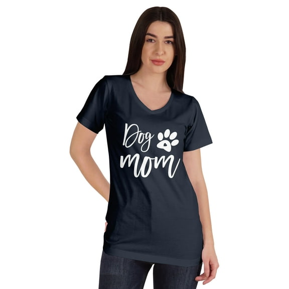 Inkmeso V-Neck Dog Mom Funny Graphic Tshirt For Women Cotton Shirt Mother Tee