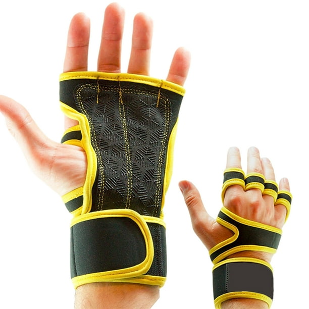 Eigraketly 2 unids/set guantes transpirables de levantamiento de pesas para entrenamientos sin sudor guantes de gimnasio Fitness cómodos Ropa Deportiva, Zapatos Amarillo METRO